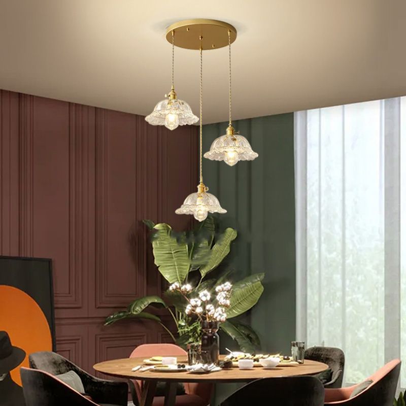 Pendre en verre en cuivre Fleur Fleur Pendre moderne pour salle à manger