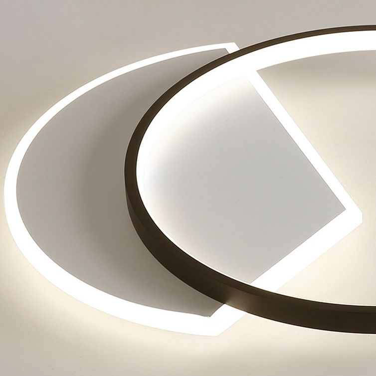 Black and White LED Ceiling Light in Modern Style Aluminium Geometric Flush Mount with Acrylic Shade