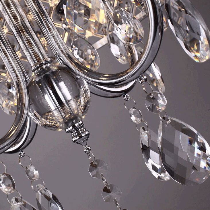 Chrom Finish Kerze Kronleuchter moderner 4-Licht-Metall-Pendellicht mit Drum-Kristallschatten