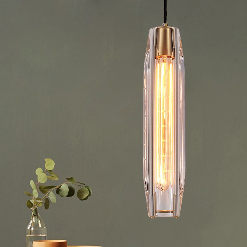 Colgante contemporáneo de colgante 1 bulbo de cristal transparente de vidrio colgante de lámpara colgante