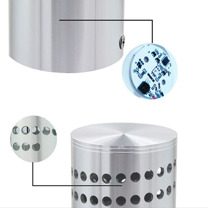 2.8" H Cylindrical Sliver Mini LED Wall Sconce Modern Style Creative RGB Wall Mount Lamp for Aisle Hallway