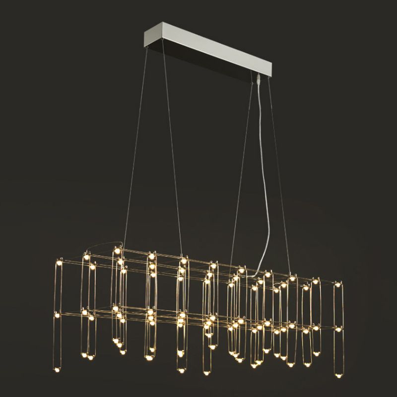 Nordic Style LED Hanging Lamp Rectangle Shape Island Light Fixture for Living Room