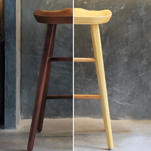 Restaurant Modern Solid Wood Barstool Wood 4 Legs Bar Stool with Pedal