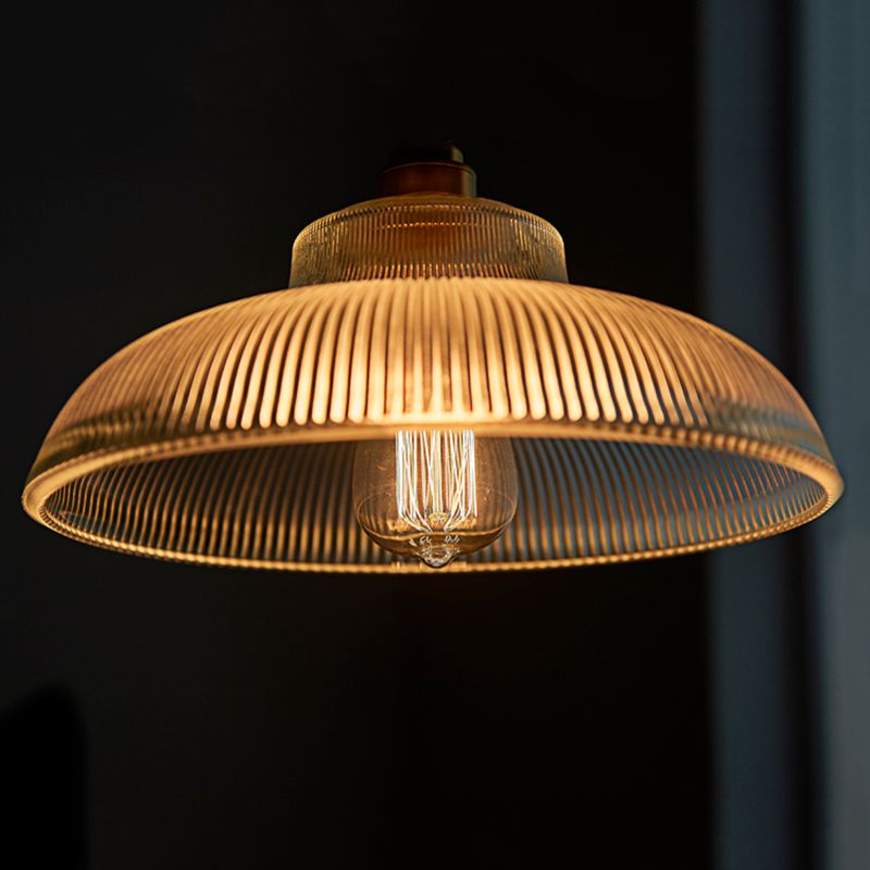 Retro Industrial 1 Light Anhänger Prismatische Klarglas Kuppel Anhängerlampe für Coffeeshop