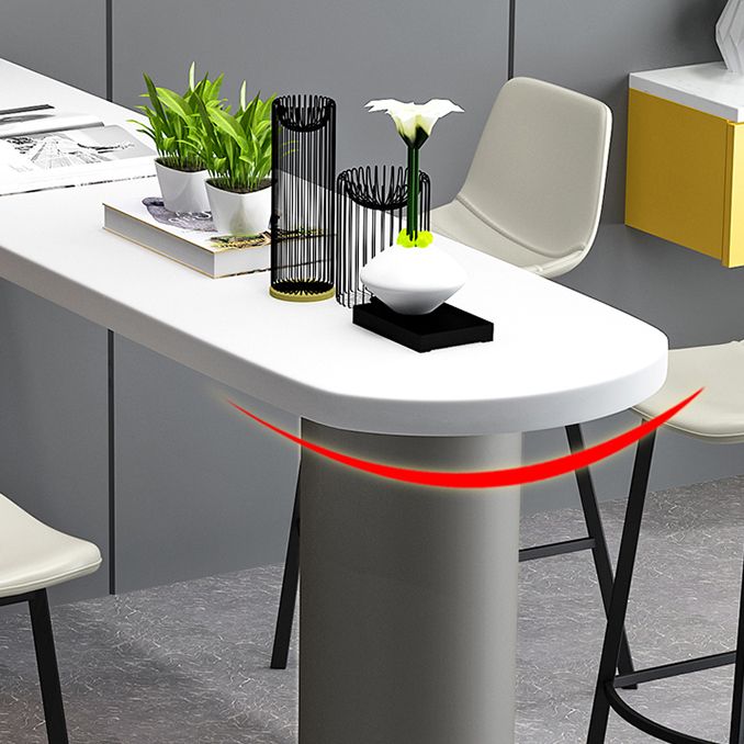 Contemporary White Bar Table Set 1/3/5 Pcs Stone Top Bar Table and Leather Stools