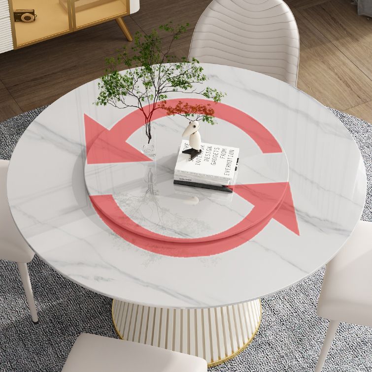 Modern Style Dining Table Round White Sintered Stone Dining Table for Home Use