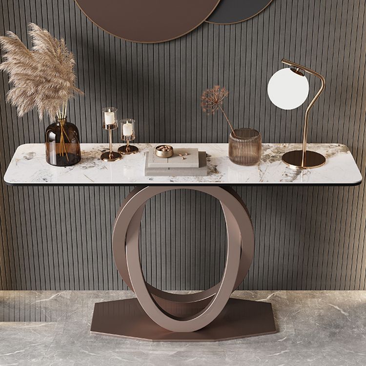 Modern Console Table Stone Abstract Base Accent Table , 33.46" Tall