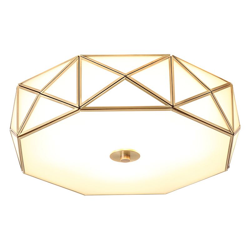 Glas Flushmount Verlichting Minimalistische Messing Drum Slaapkamer Flush Mount Plafond Licht Profiel