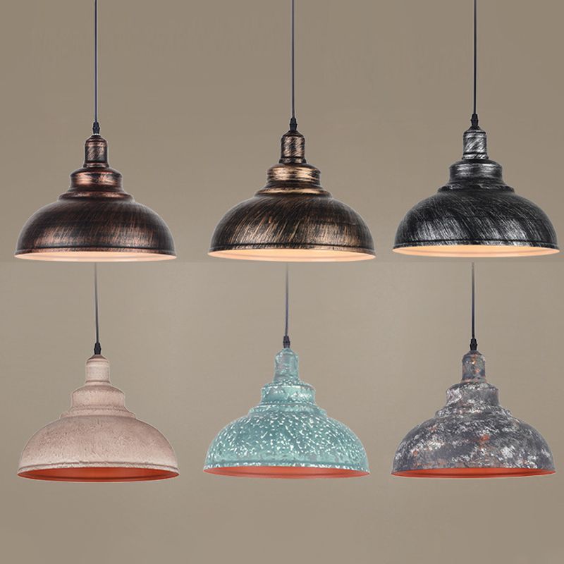 11.8" Wide Dome Hanging Lamp Vintage Industry Style Metal Pendant Light for Bedroom Living Room