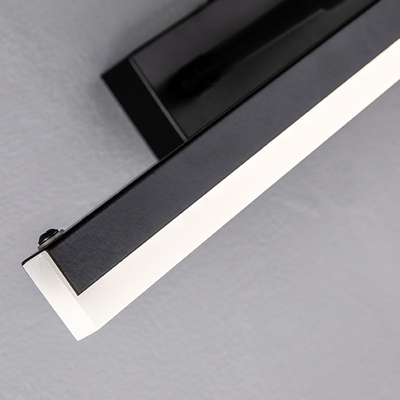 Metal Linear Wall Sconce Modern 1 Light Swing Arm Mirror Wall Mount Light Fixture in Black