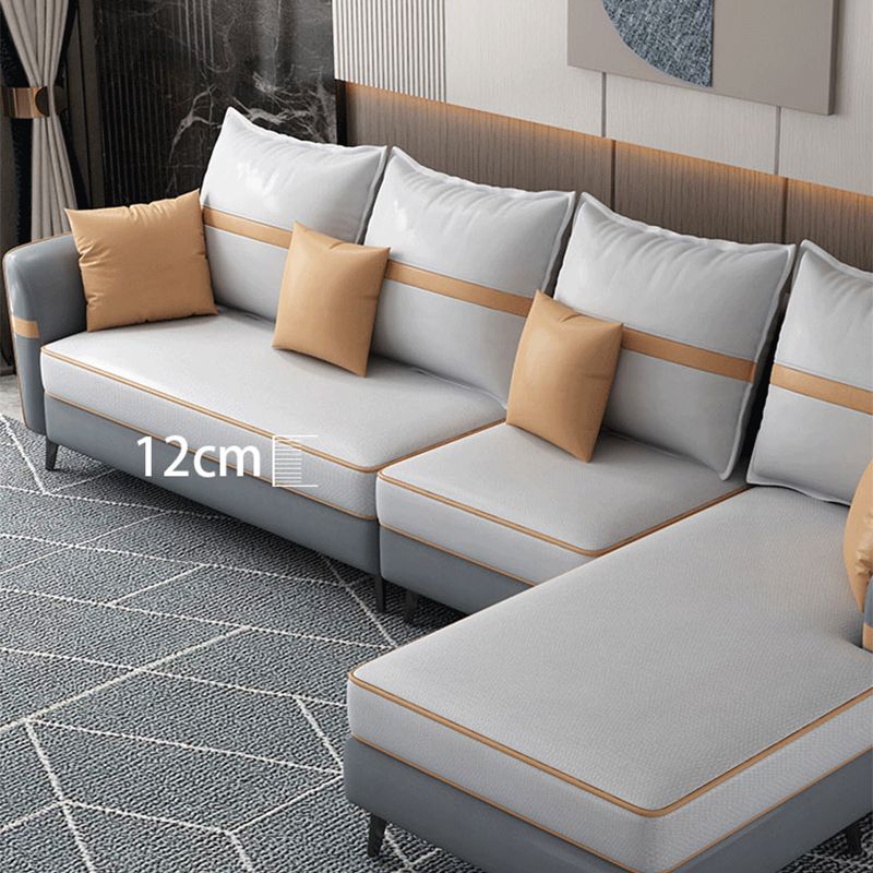 Modern 29.52 " H Faux Leather Flared Arm Sofa & Chaise for Living Room