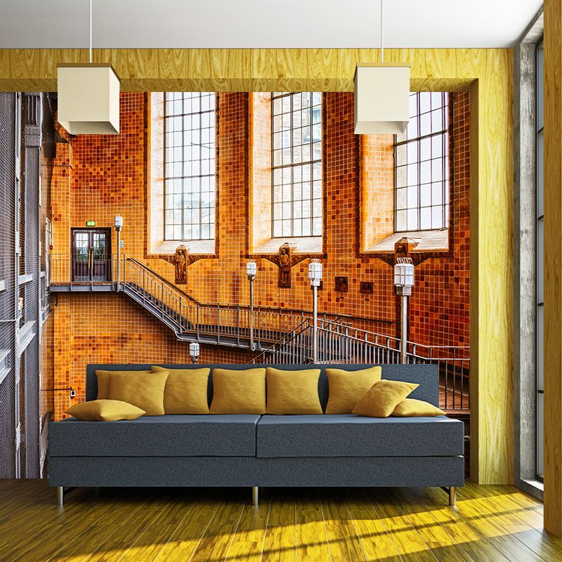 Stairs Architecture Mural Wallpaper Stain Resistant Wall Decor for Home