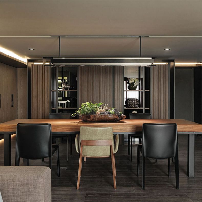 Contemporary Kitchen Dining Chairs Armless Faux Leather Dining Chairs