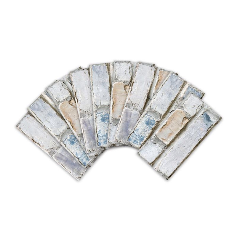 Rustic Brick Stick Wallpaper Panels PVC Removable Grey Wall Decor for Stairway, 54 Pieces