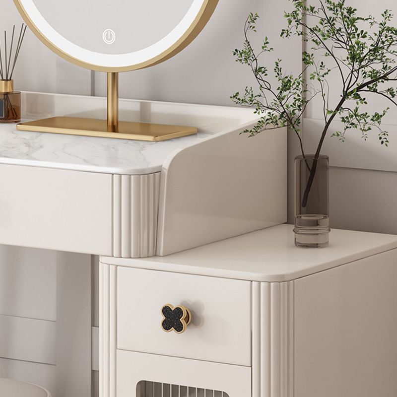 Contemporary Bedroom Storage Box Bright White Straight Feet Vanity Desk