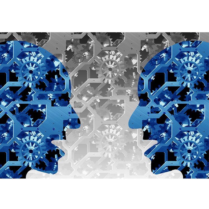 Industrial Metal Gears Mural Illustration Moisture Resistant for Meeting Room