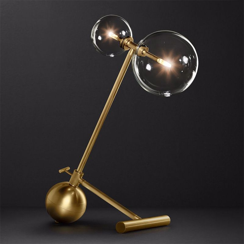 Globe Night-bureaulamp Minimalistische metalen LED-gouden tafellamp voor nachtkastje met voet