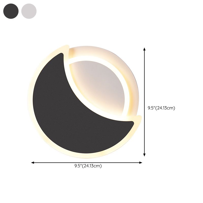 Disk Shape Wall Lamp Modern Style Acrylic 2 Lights Sconce in White / Black