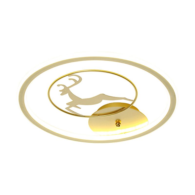 Gold Deer Flush Ceiling Light Contemporary LED Acrylic Flush Mount Lamp for Bedroom
