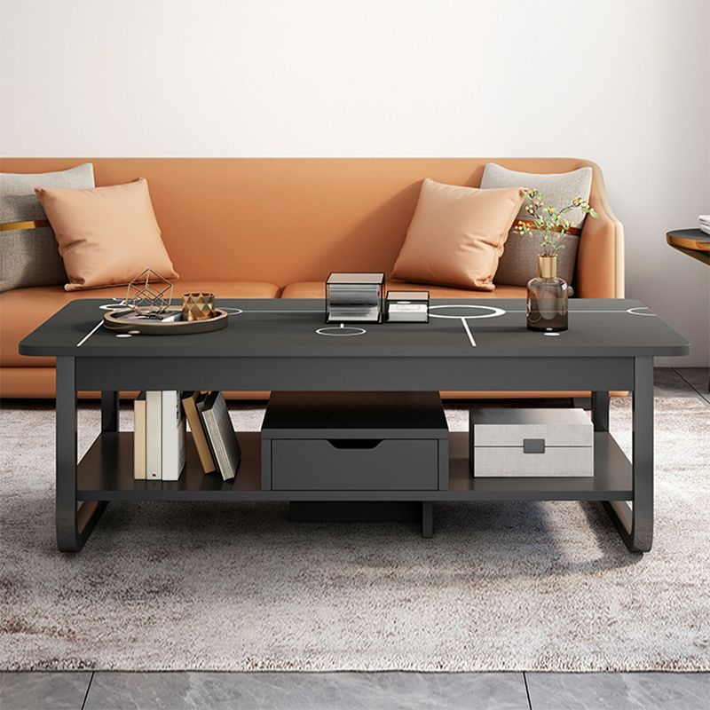 4 Legs Storage Coffee Table Set Modern Wood Rectangle Coffee Table