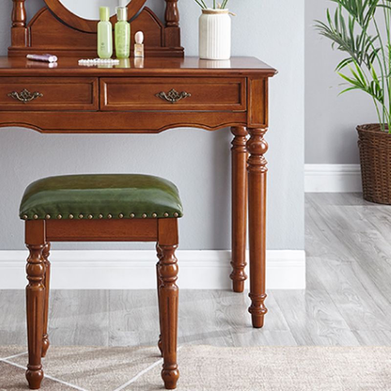 Traditional Dressing Table Stool Set Wooden Vanity Dressing Table for Bedroom
