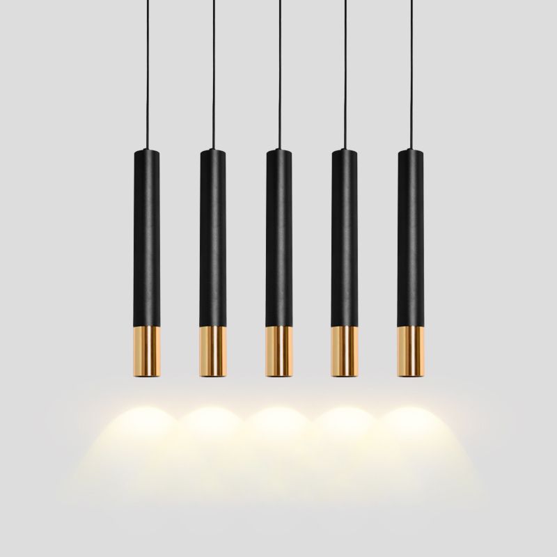 Forma del cilindro Libra del soffitto sospeso in metallo 1 Moderna luce a sospensione in nero