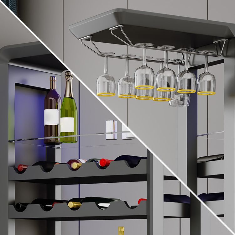 Modern Rectangle Bar Table Artificial Wood Table with Wine Cabinet for Living Room