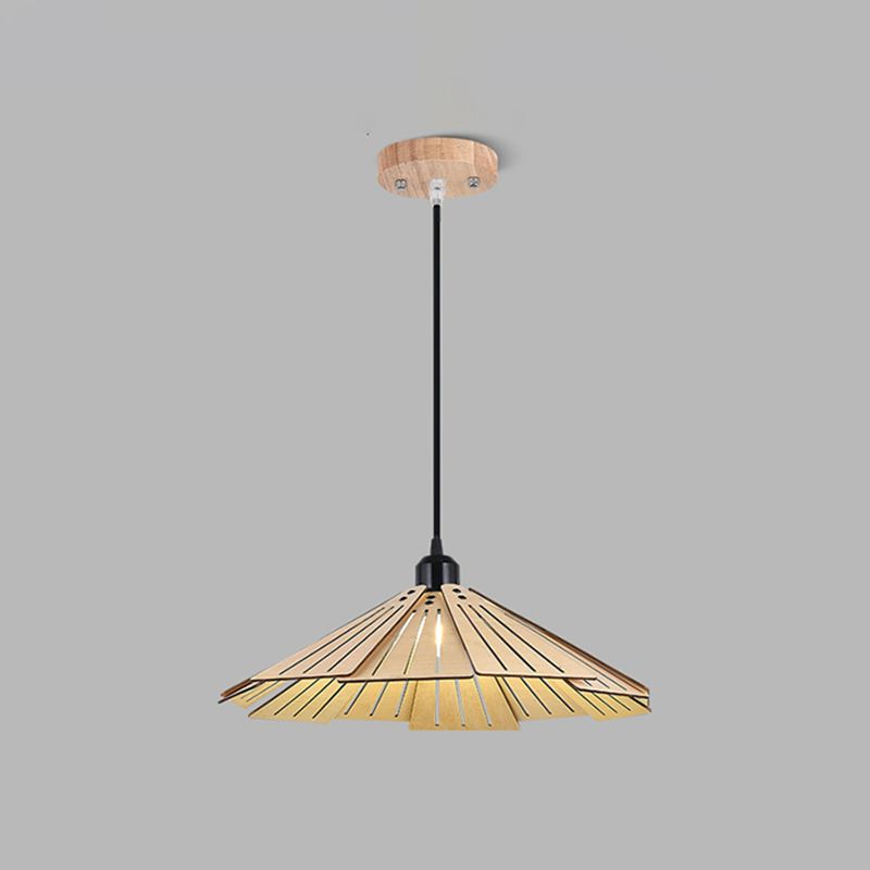 Côté à cône en bois Éclairage pendentif style moderne 1 lumière suspendue pour le salon