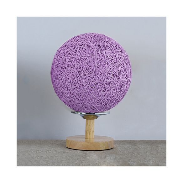 Rattan Hand-Woven Table Lamp Contemporary 6"/7" W 1 Bulb White/Red Table Light with Global Shade and Wooden Base