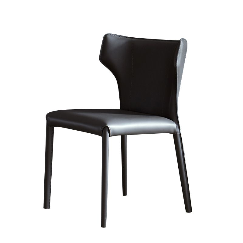 Matte Finish Wingback Dining Chair Designer Style Meeting Room Leather Side Chair