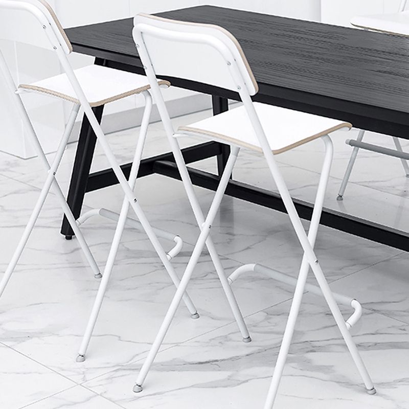 Scandinavian Folding Iron Counter Stools Low Back Bar Stools with Footrest