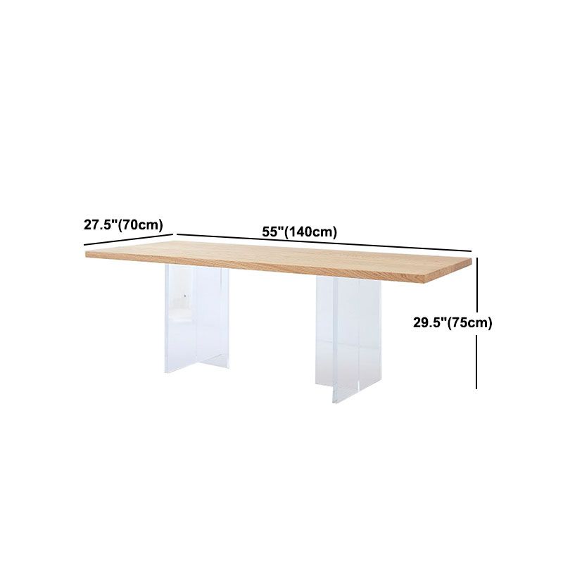 Acrylic Base Dinner Room Kitchen Table Modern Rectangle Natural Dining Table
