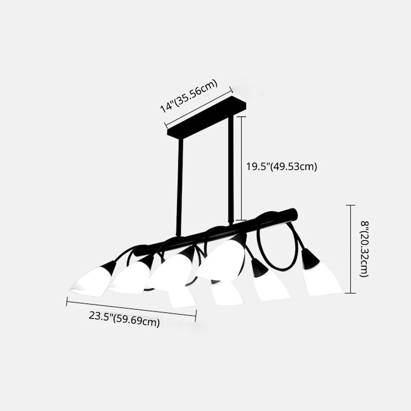 Glass Shaded Island Lighting Fixture Minimalist Style White Island Pendant Light