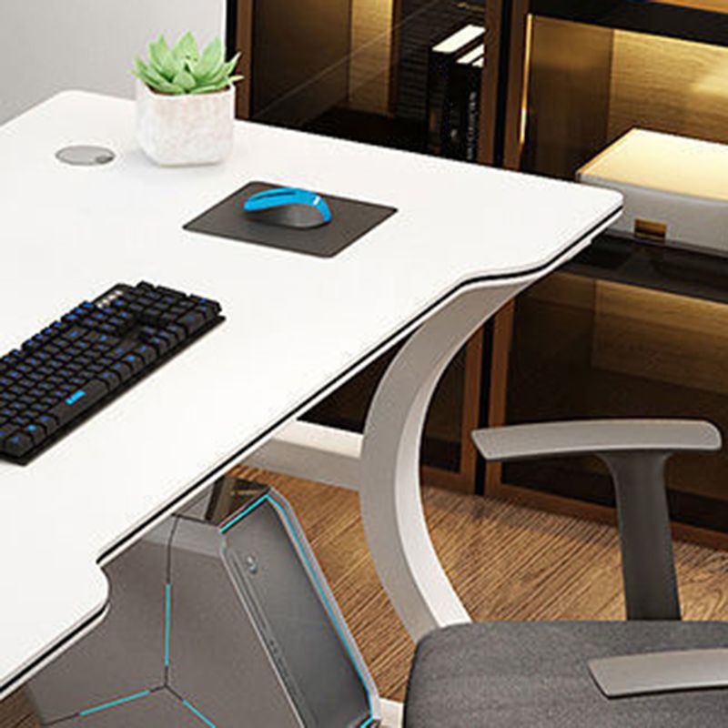 Industrial Wooden Computer Desk Sled Base 29.53" Tall Gaming Desk with Steel Legs