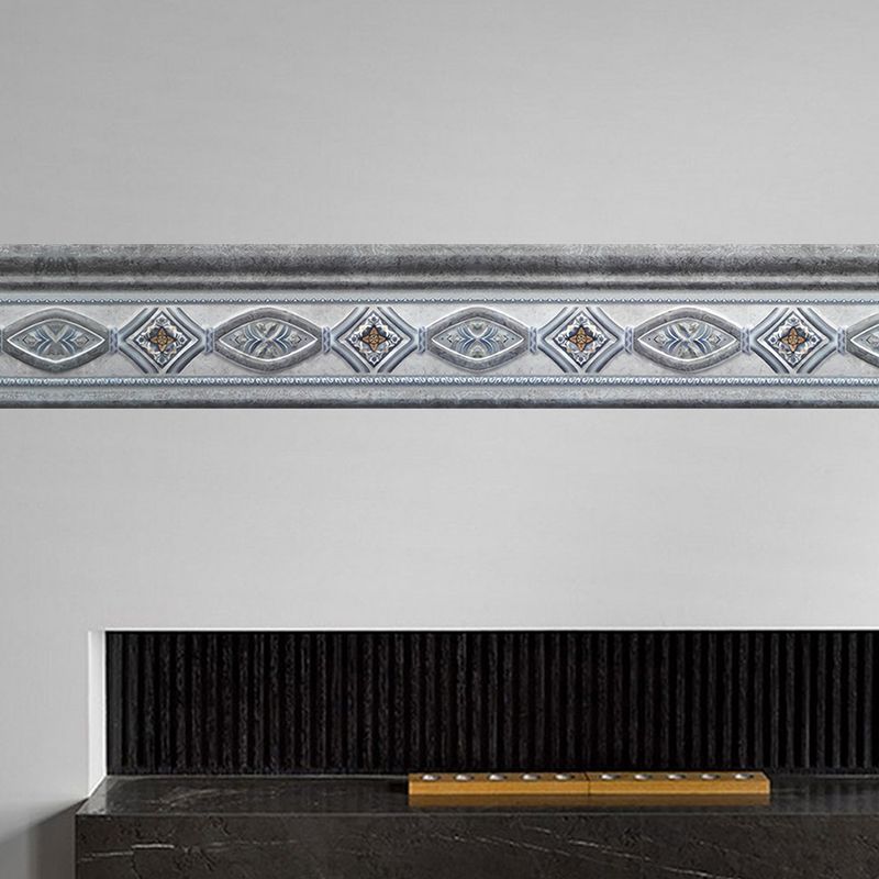 Faux Embossed Pattern Wallpaper Border Blue Vintage Self-Adhesive Wall Decor for Dining Room