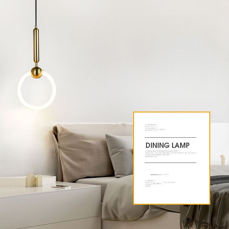 Metal Ring Pendant Lighting Fixture Simple Style LED Hanging Light Fixture in Gold