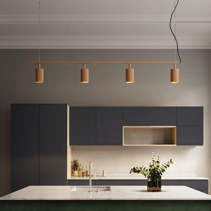 Moderne stijl cilinder eiland verlichtingsarmaturen metaal 4 lichte hanglamp armaturen