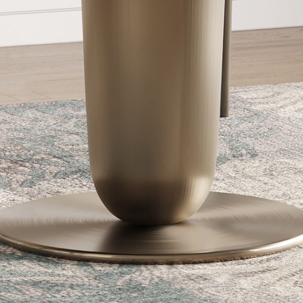 Grey Round Dining Table Stone Top Dining Table with Pedestal