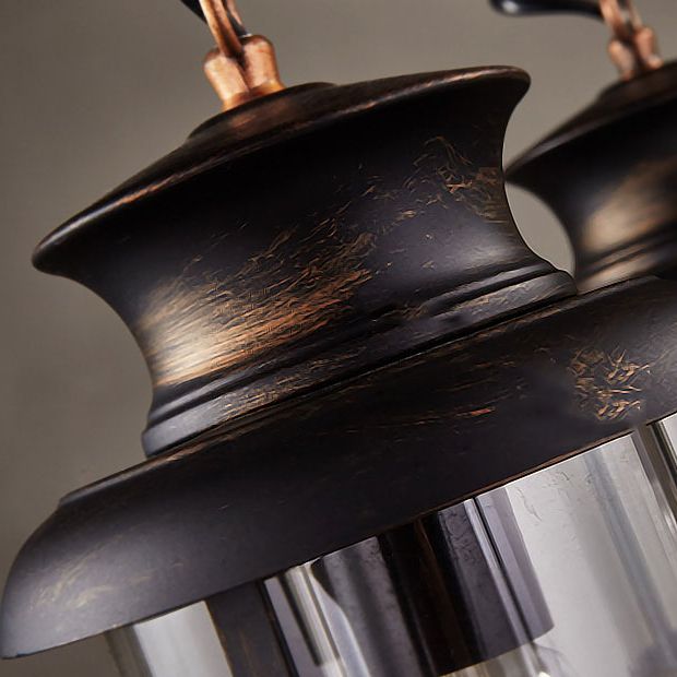 Rectangular Shape Pendant Light Industrial Style Wood 3 Lights Pendant Light in Brown