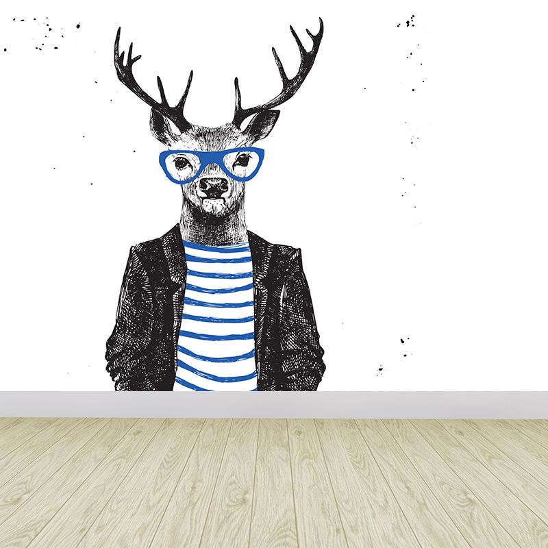 Big Animal Wall Paper Mural Nordic Cool Fashion Wall Decor in Pastel Color for Teens Room