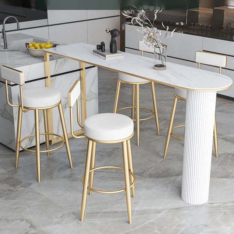 Modern Backrest Armless Counter Stool Iron Kitchen Bar Stool with Leather Cushion