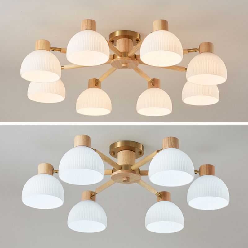 Geometric Shape Wood Flush Light Modern Style Multi Lights Flush Mount Fixture in Brown