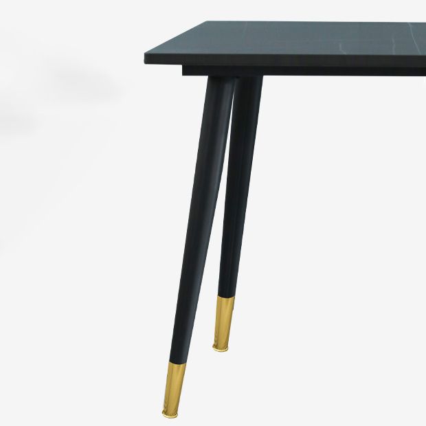 Industrial Style Home Sintered Stone Dining Table Rectangle Table with 4 Legs Carbon Steel Base