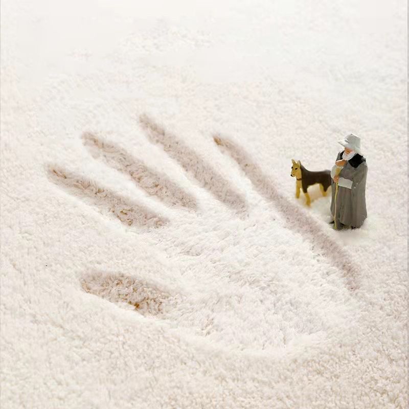 Beige Modern Rug Polyester Circle Rug Non-Slip Backing Rug for Home Decoration