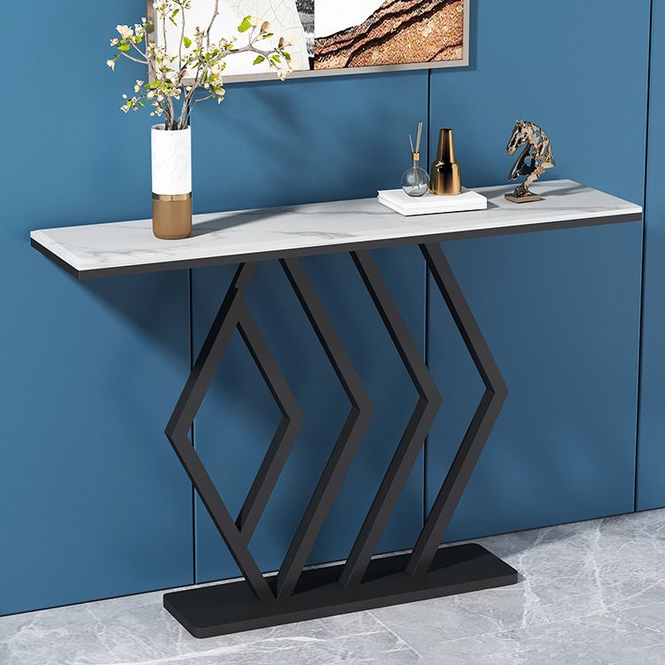31.5-inch Tall Hall Console Table Glam Stone Accent Table with 1 Shelf