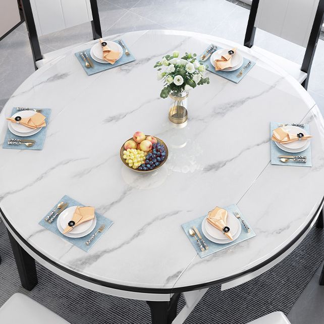 Modern Kitchen Dining Room Set with Sintered Stone Top and Black Base Dining Furniture Set