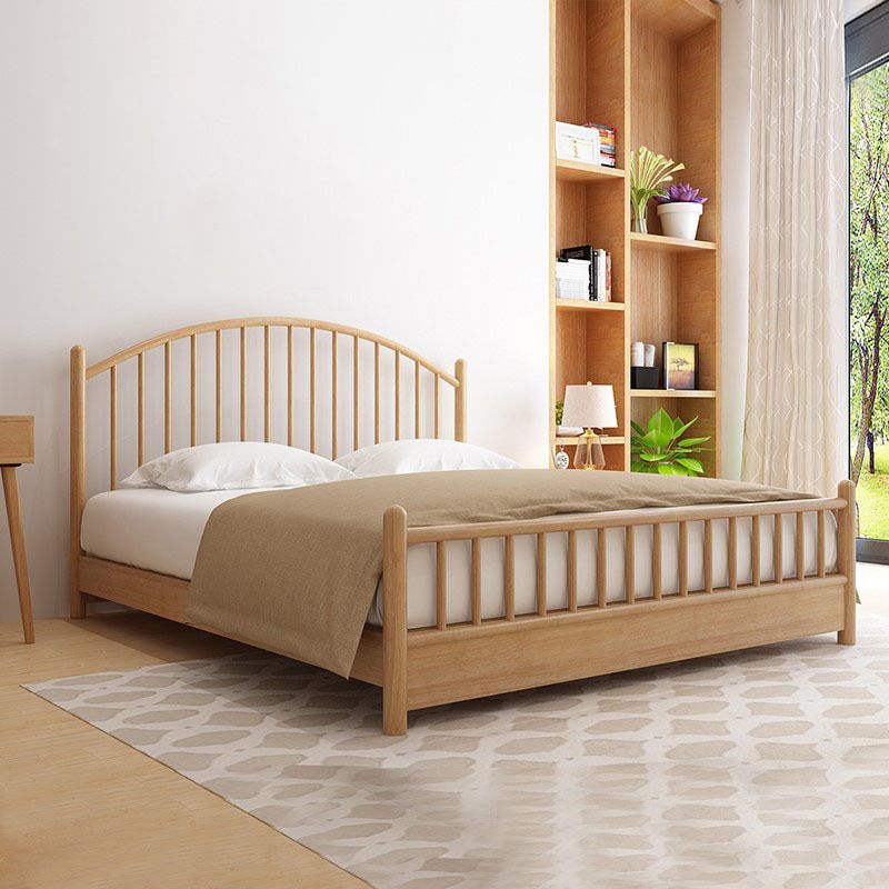 Northern European Wood Slat Bed Frame With Headboard and Footboard