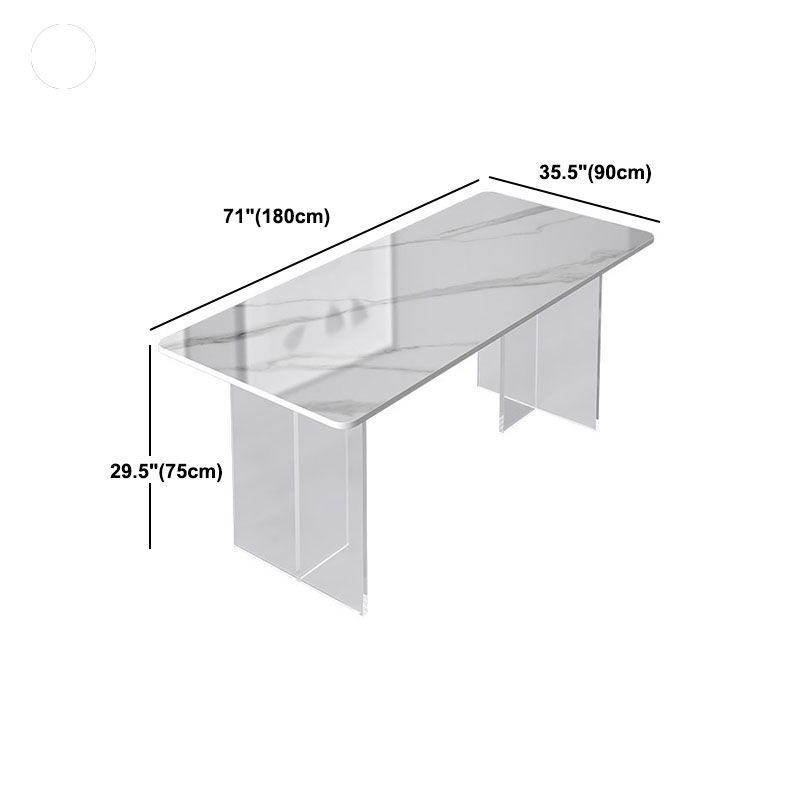 Acrylic Modern 1/2/4/5 Pieces Dining Room Set Rectangle Double Pedestal Table Set