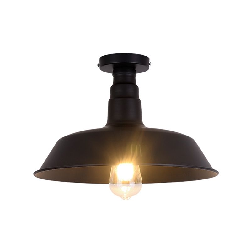 Metaalkleurige inbouwverlichting, retro-stijl gang-semi-inbouwplafondlamp met één lamp in zwart