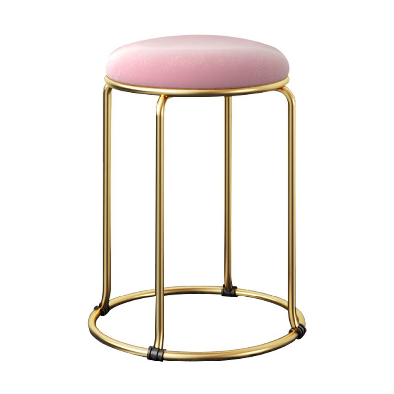 Ottoman Round Glam Pure Color Velvet Tear Resistant Standard Ottoman